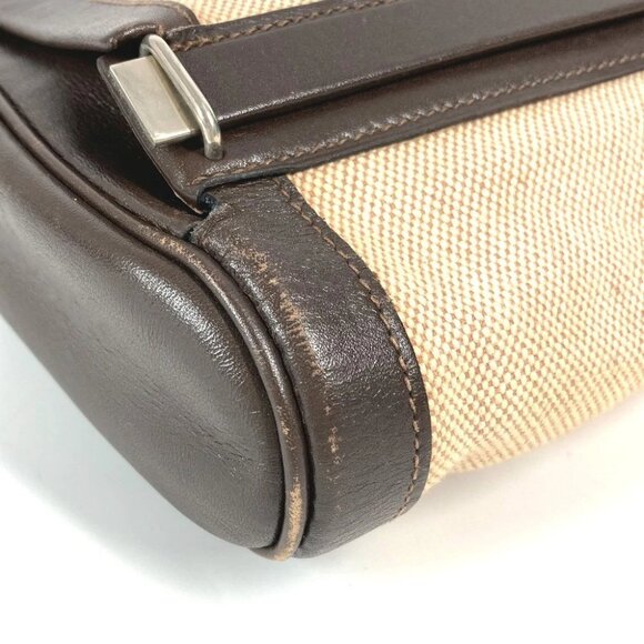 HERMES Equi Pouch Flap Bag Clutch bag Leather/Canvas Beige/Brown - Picture 10 of 15